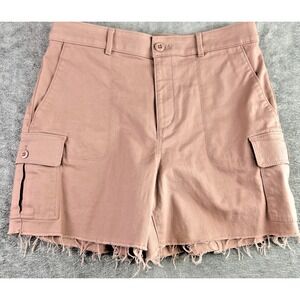 Loft Women's‎ Size 4 Cargo Shorts Pink Cotton Raw Hem Baggy Whimsigoth Y2K